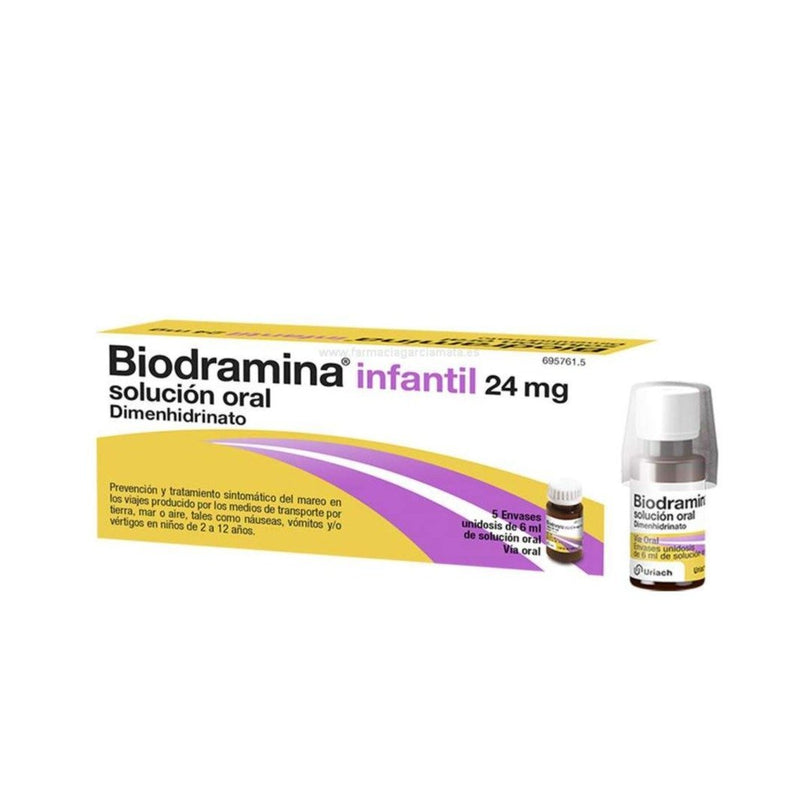 BIODRAMINA INFANTIL 24 MG 5 ENVASES UNIDOSIS SOLUCION ORAL 6 ML